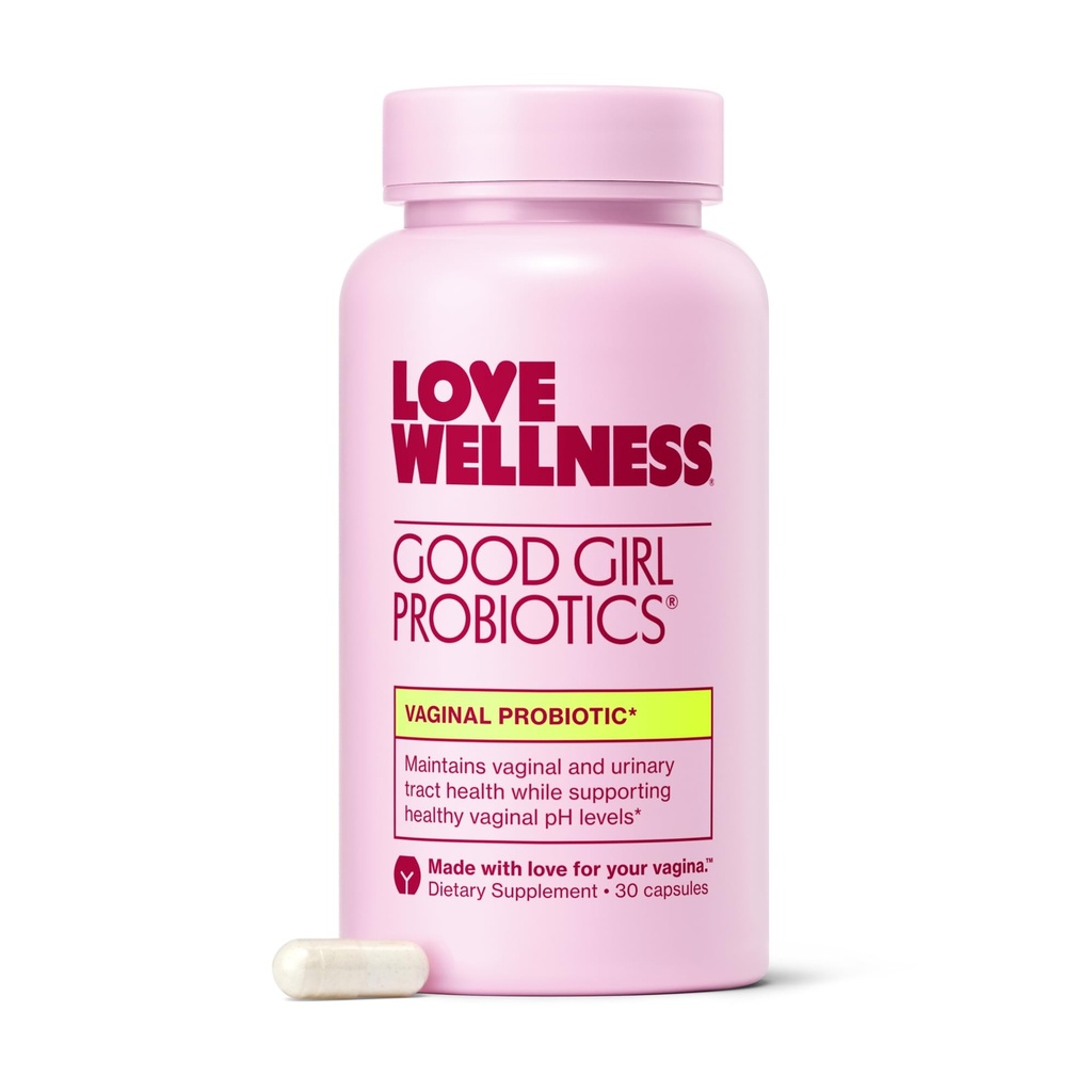 Kjærlighet velvære god jente probiotika | Kvinners Vaginal Helse & pH Balance Supplement | 9-Strain Probiotic for Urin Tract, Yest, Odor & Immune Support | Glutenfri | 30 CT, 30-dagers Supply