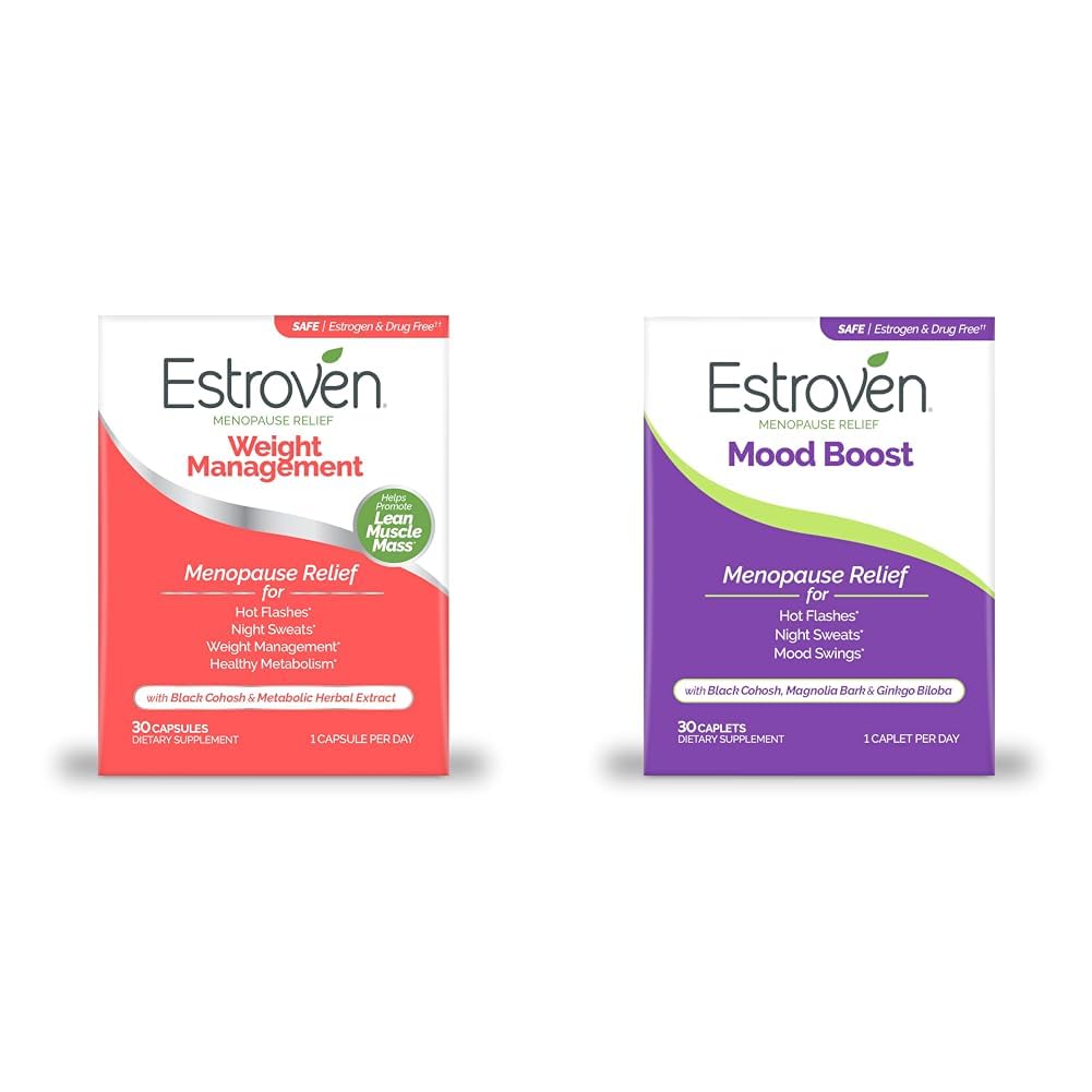 Estroven vektkontroll for Menopause Relief - 30 Ct. & Mood Boost for Menopause Relief - 30 Ct. - klinisk bevist ingredienser