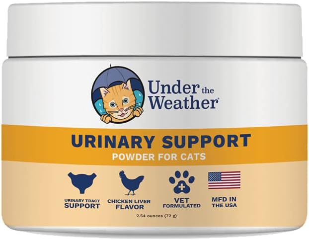 Under været Pet Urin Tract støtte pulver for katter | Vet Formulerte naturlige kosttilskudd for katter og katter | Fremme sunn urinbåndstrakt og immunsystem - 60 dagers forsyning, 120 Scoops