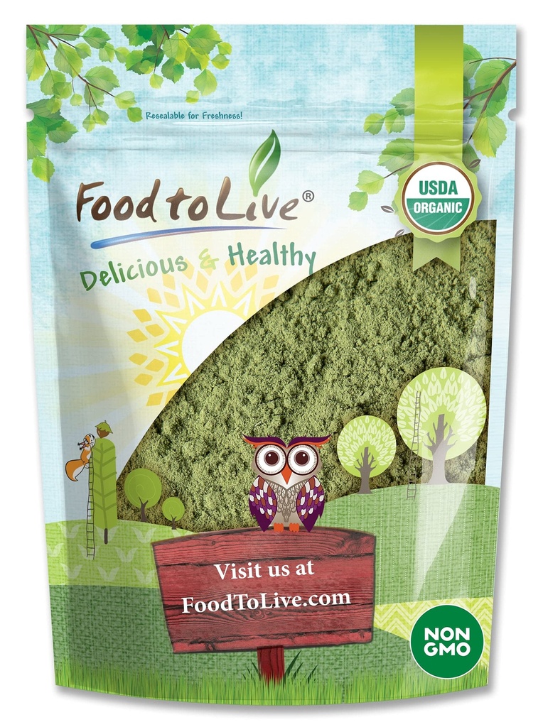Mat å leve organisk Alfalfa pulver, 1,5 pund - ikke-GMO, rå tørret hele unge blader, vegansk, bra for baking, juices, smoothies, rister, te og drikke. God kilde til diettfiber og protein