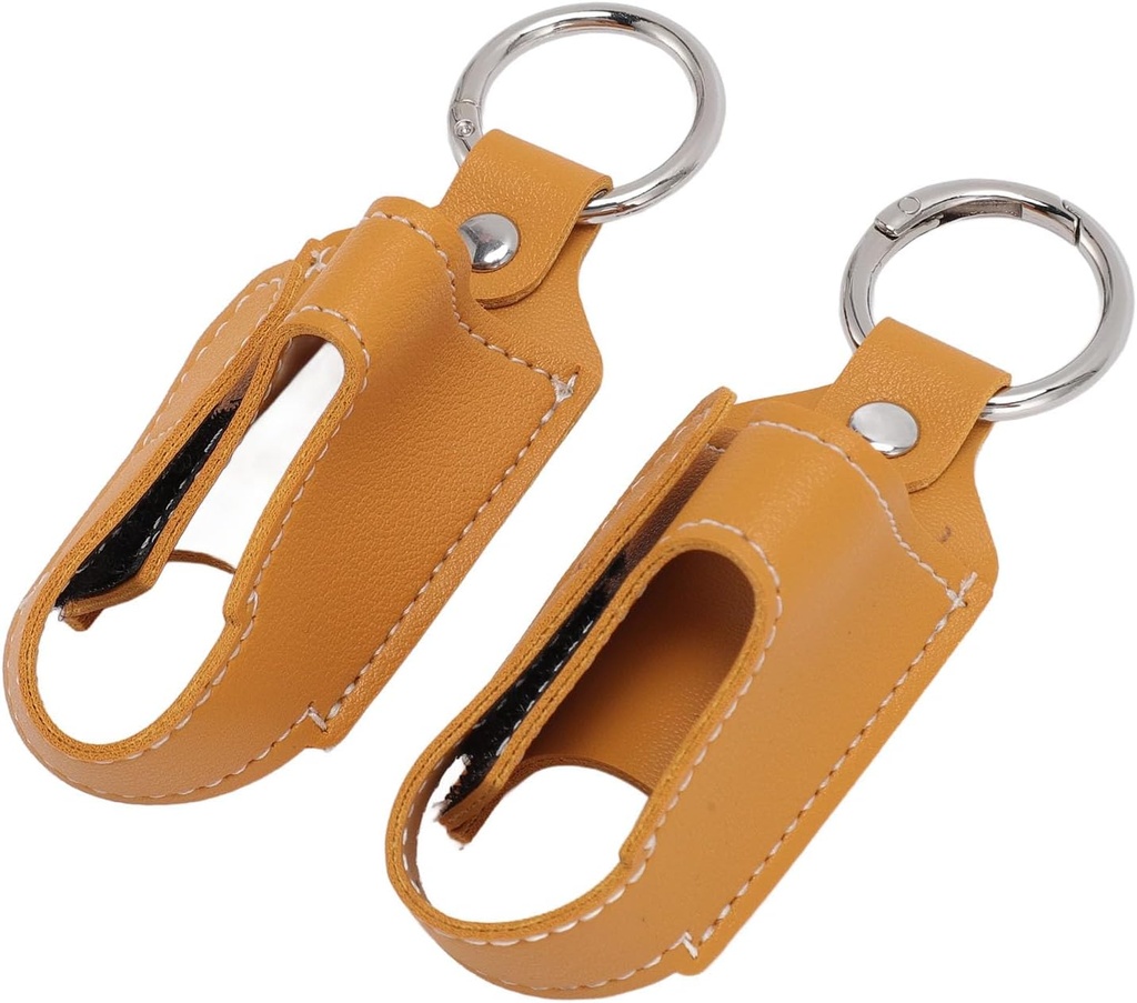 Generisk Astma Inhaler Holder, Inhaler Case Inhaler Bærende Holder Lås Lukking Sikkerhet Carabiner Clip 2pcs Portable PU Leather Inhaler Protective Holder (Turmeric)
