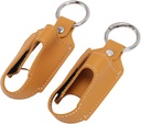 Generisk Astma Inhaler Holder, Inhaler Case Inhaler Bærende Holder Lås Lukking Sikkerhet Carabiner Clip 2pcs Portable PU Leather Inhaler Protective Holder (Turmeric)