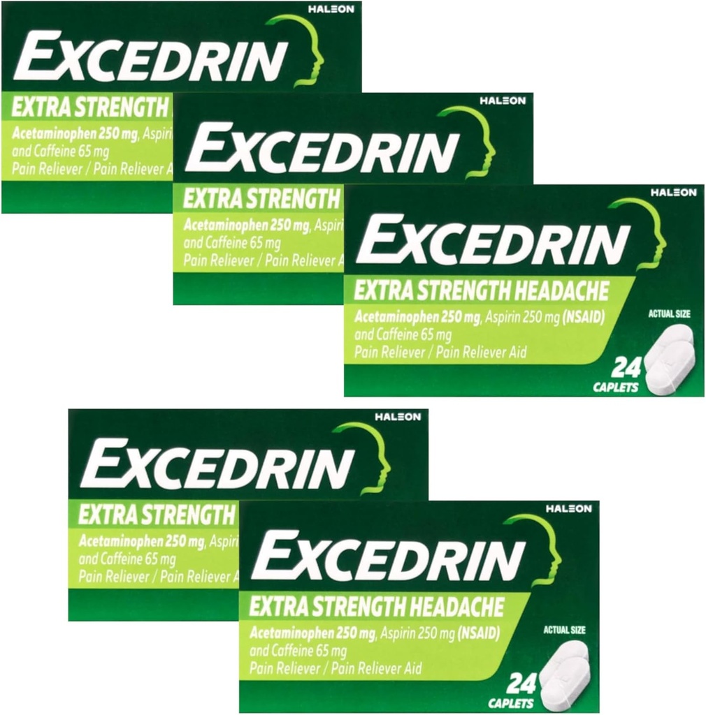 Excedrin Extra Styrke - 24 Caplets, Pakke med 5
