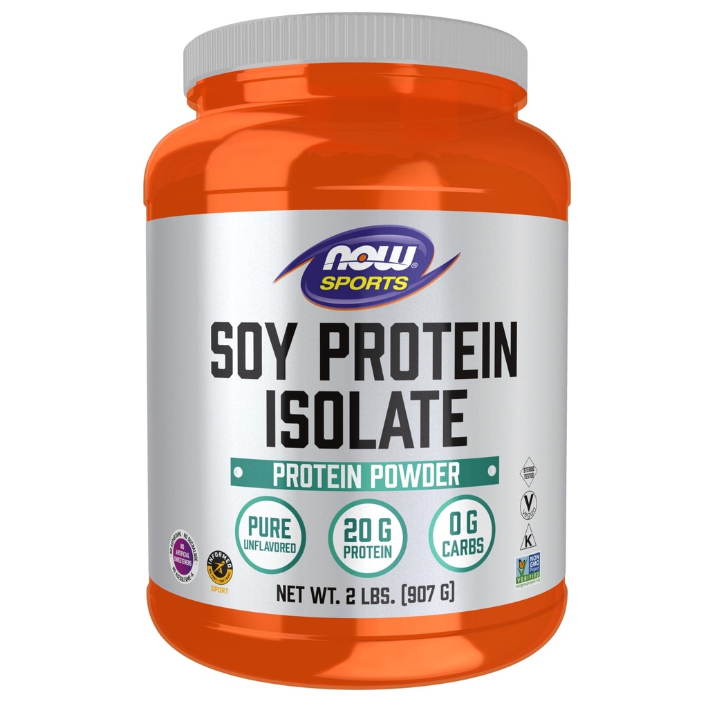Nå Mat Sport Ernæring, Soya Protein Isolere 20 g, 0 Karbohydrater, Unflavored pulver, 2-pund