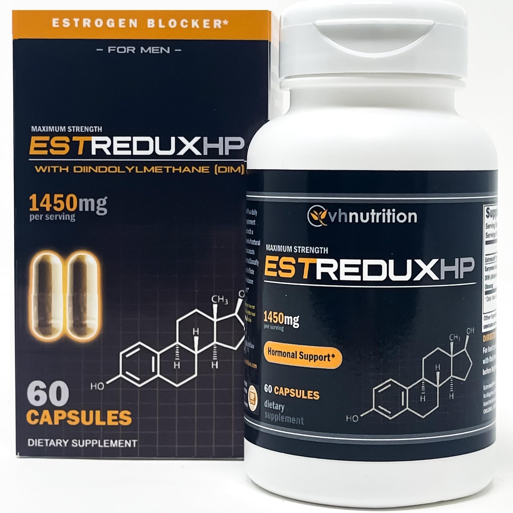 VH Nutrition ESTREDUX HP - med DIM À Estrogen Blocker for menn * | 1450 mg maksimal styrke hormon støtte, Tongkat Ali, Ashwagandha | 60 kapsler