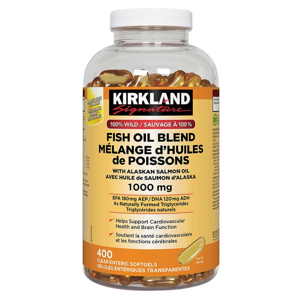 Costco selskaper Inc. Kirkland Signature 100% Wild Fish Oil Blend med Alaskan Salmon Oil, 1000mg, 400 Softgels