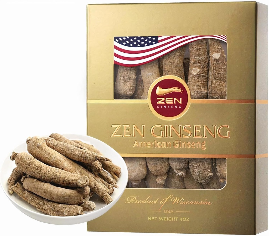 1 boks amerikansk Wisconsin Ginseng Super Long Jumbo Root (4oz) ytelse og mental helse for menn og kvinner