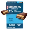 CLIF BUILDERS Protein Barer - Cookies 'n Cream Flavor - 20g Plant Basert Protein - Glutenfri - Ikke-GMO - Lav glykemisk - Ingen kunstige søtningsmidler - 2.4 oz. (12 Pack)