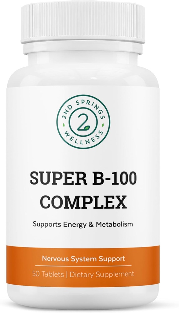 Super B-100-kompleks - høy potens B vitaminkompleks med B-6, B-12, folat, niacin, biotin, Choline, Inositol og PABA for energi, metabolisme, hjerne og nerve støtte