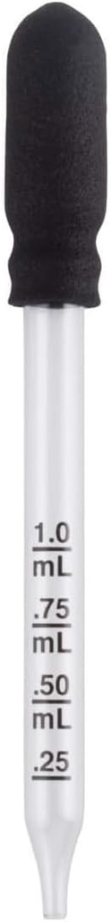 EZY DOSE Kids Straight-Tip øre- og øyemedisin Dropper For væske og medisin, 1ml Kapasitet Kalibrert Glass, Rubber Bulb, Leverer korrekt dose, Klar, BPA Gratis