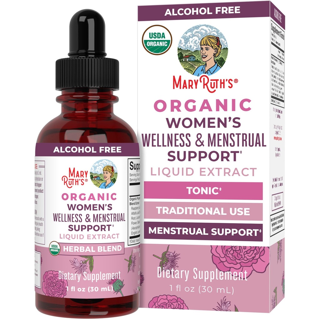 MaryRuth Organics USDA organiske kvinners velvære flytende herbal kosttilskudd | Inkluderer Stinging Nettle, bringebær leaf, eleuthero rot, Chaste tre Berry | Menstruell støtte | Ikke-GMO, Vegan