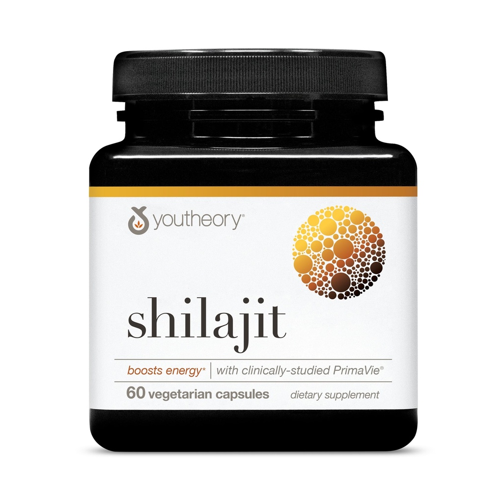 Youtheory Shilajit - 500 mg Shilajit Kapsler - Energitilskudd - Shilajit Støtter Stamina & Endurance - ren Himalayan Shilajit - Gluten, Dairy & Soy Gratis - 60 Vegetariske Kapsler