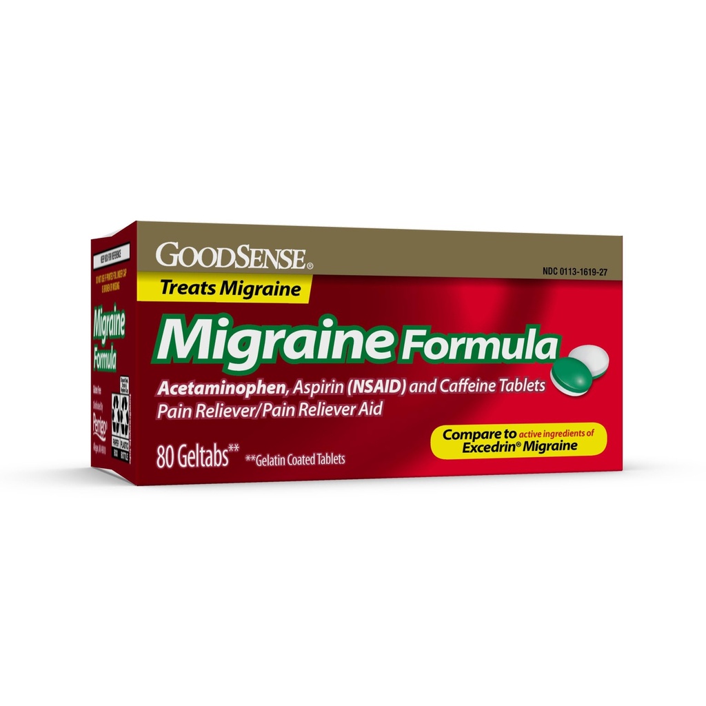 GoodSense Migraine Relief Geltabs, Acetaminophen, Aspirin (NSAID) og Koffein, 80 greve