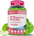 Niacinamide 500mg Gummies, Chewable Vitamin B3 Supplement med Resveratrol 500mg, høy potens Niacin for antioksidant, Hud og hjerne helse, Immunstøtte, Vegansk Apple Flavor, 60 greve