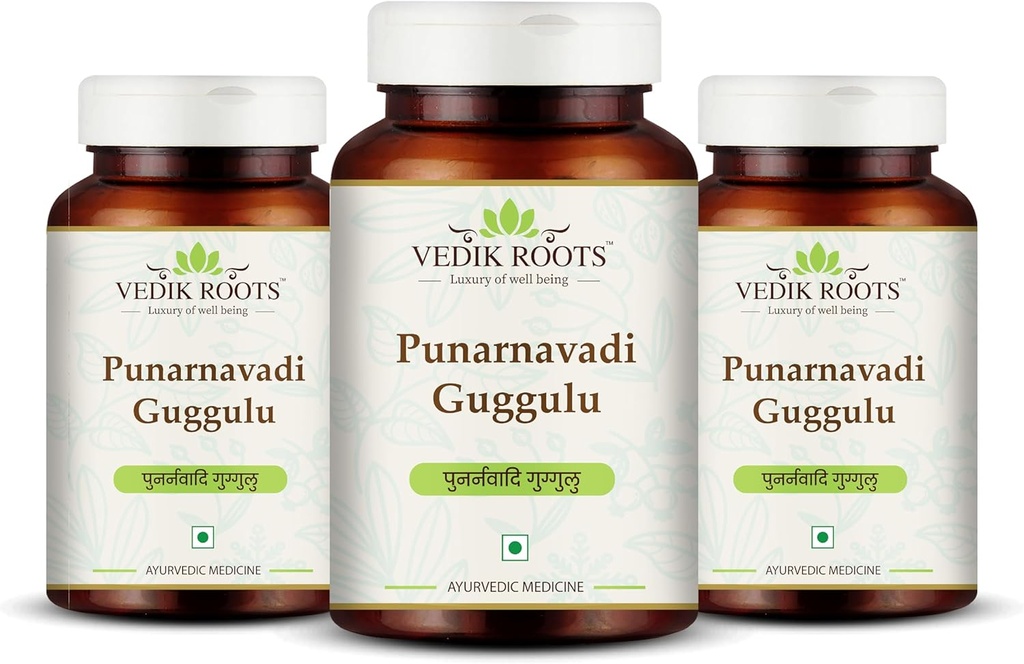Punarnavadi Guggulu - støtter nyre- og leverhelse | fremmer flytende balanse og generell velvære | Ayurvedic Herbal Supplement | 180 tabletter