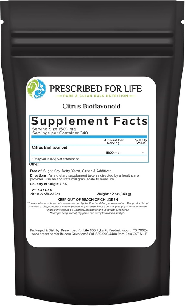 For livet Citrus Bioflavonoider pulver, ren pulverisert flavonoid kompleks for antioksidant, sirkulasjon, & ør helse støtte (Citrus Limonium, paradisi, sinensis) (12oz / 340g)