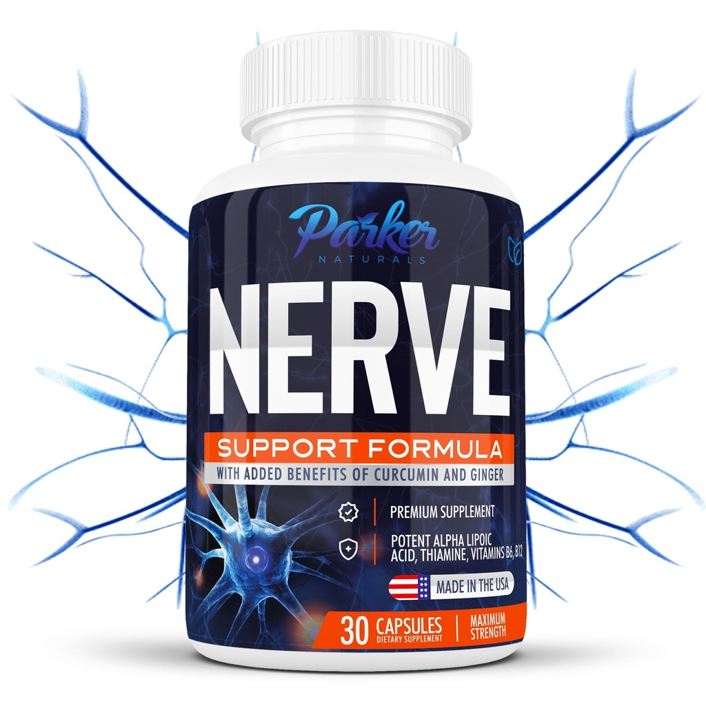 Alpha Lipoic Acid 600mg, Nerve Support Supplement Beriket med Thiamine, Curcumin, Ginger Root og vitamin B6, B12 Alle i ett | Vegan Neuro Health Supplement, Lab testet, 30 kapsler