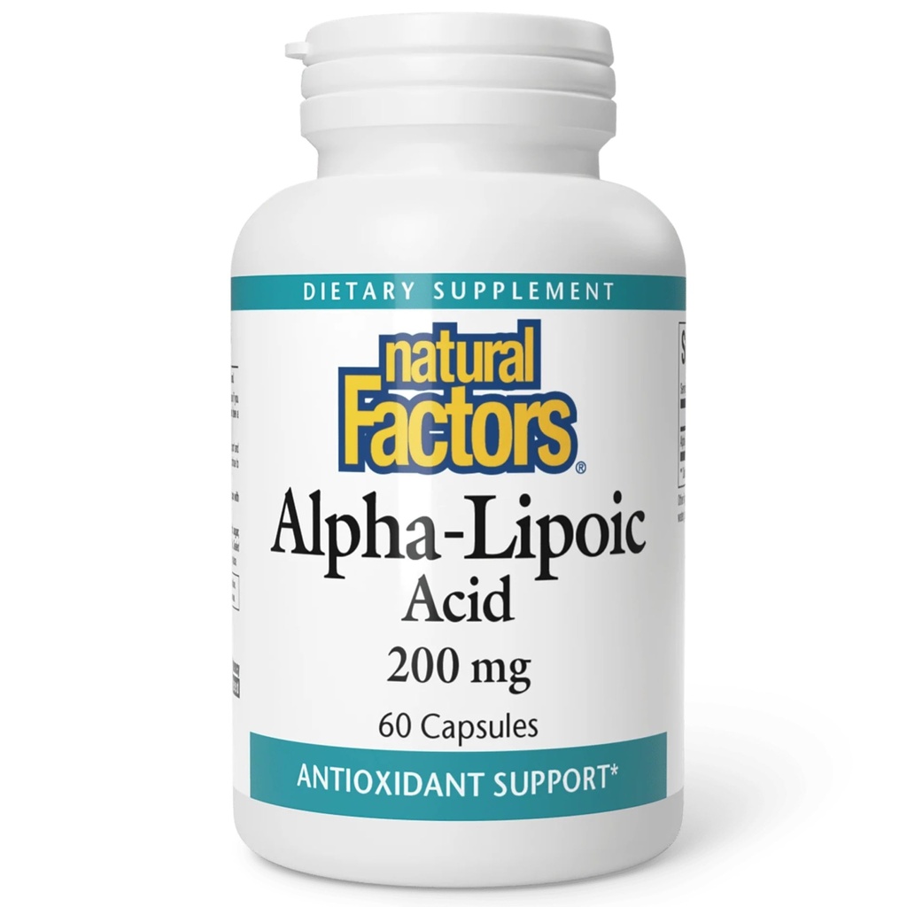 Naturlige faktorer alfa-liposyre 200 mg kapsler, 60-talls