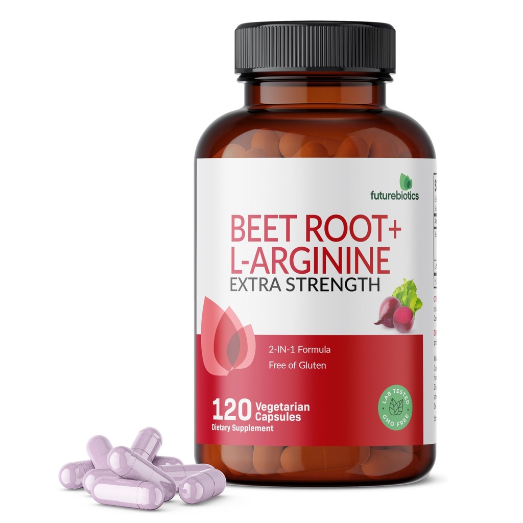 Futurebiotika Beet Root + L-Arginin, Ikke-GMO, 120 Vegetariske kapsler