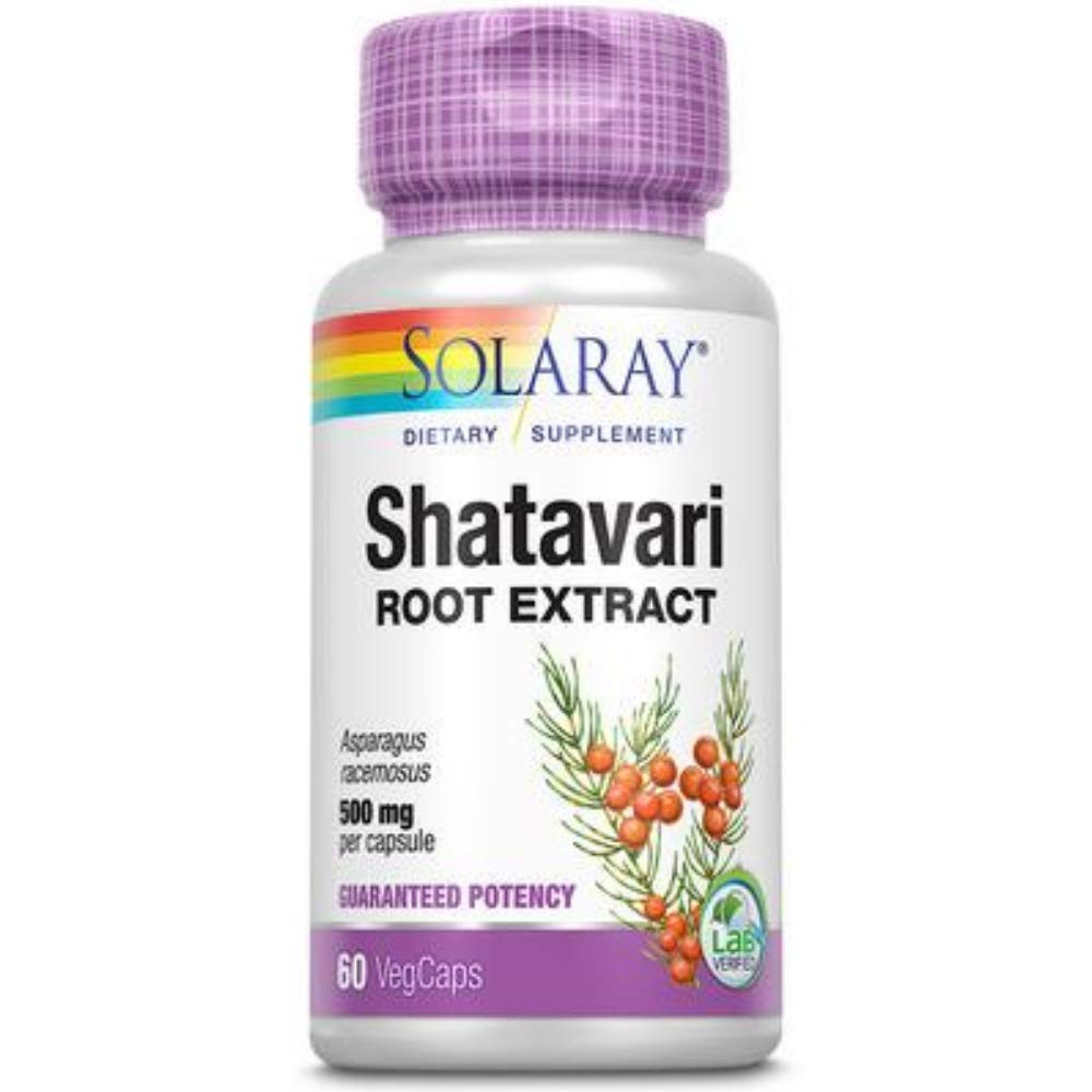 SOLARAY garantert Potens Shatavari Root Extract, Veg Cap (Btl-Plastic) 500mg