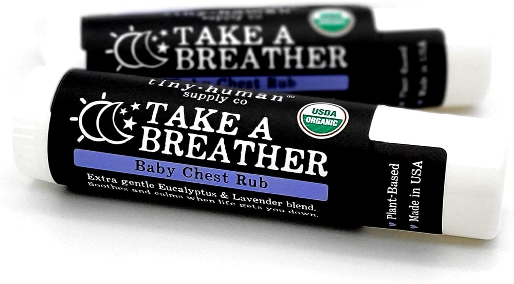 Organic Take A Breather Baby Chest Rub Stick 2pk, 100% naturlig, Soothing Lavender & Eucalyptus, Petroleumsfri, Cruelty Gratis
