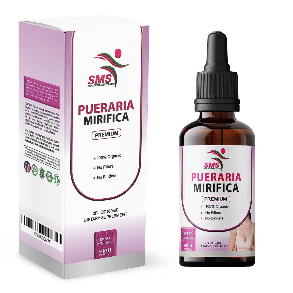 Pueraria Mirifica Drops Premium Grade | Herbal flytende ekstrakt | Ikke-GMO, Økologisk, Vegansk, Alkoholfri Tinktur | 2 Fl Oz (60ml)