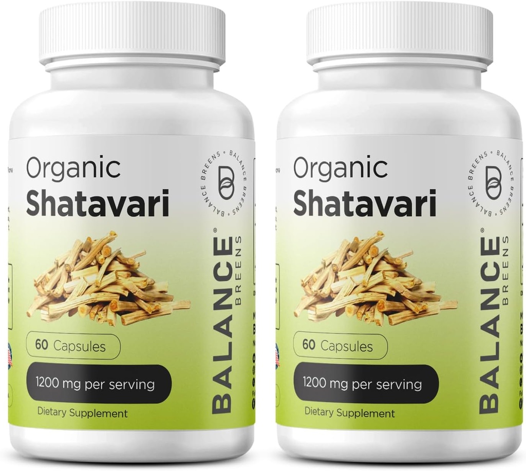 Organisk Shatavari 1200mg, 60 Kapsler - Lactation Support Vitaminer, Hormonal Balance for kvinner, Asparagus Racemosus Root