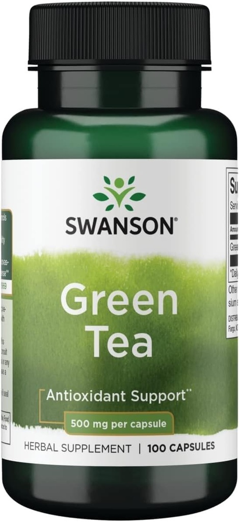 Swanson Grønn Te Ekstrakt Supplement - Antioksidant Rich - 500 MG Grønn Te Leaf pulver - 100 Kapsler