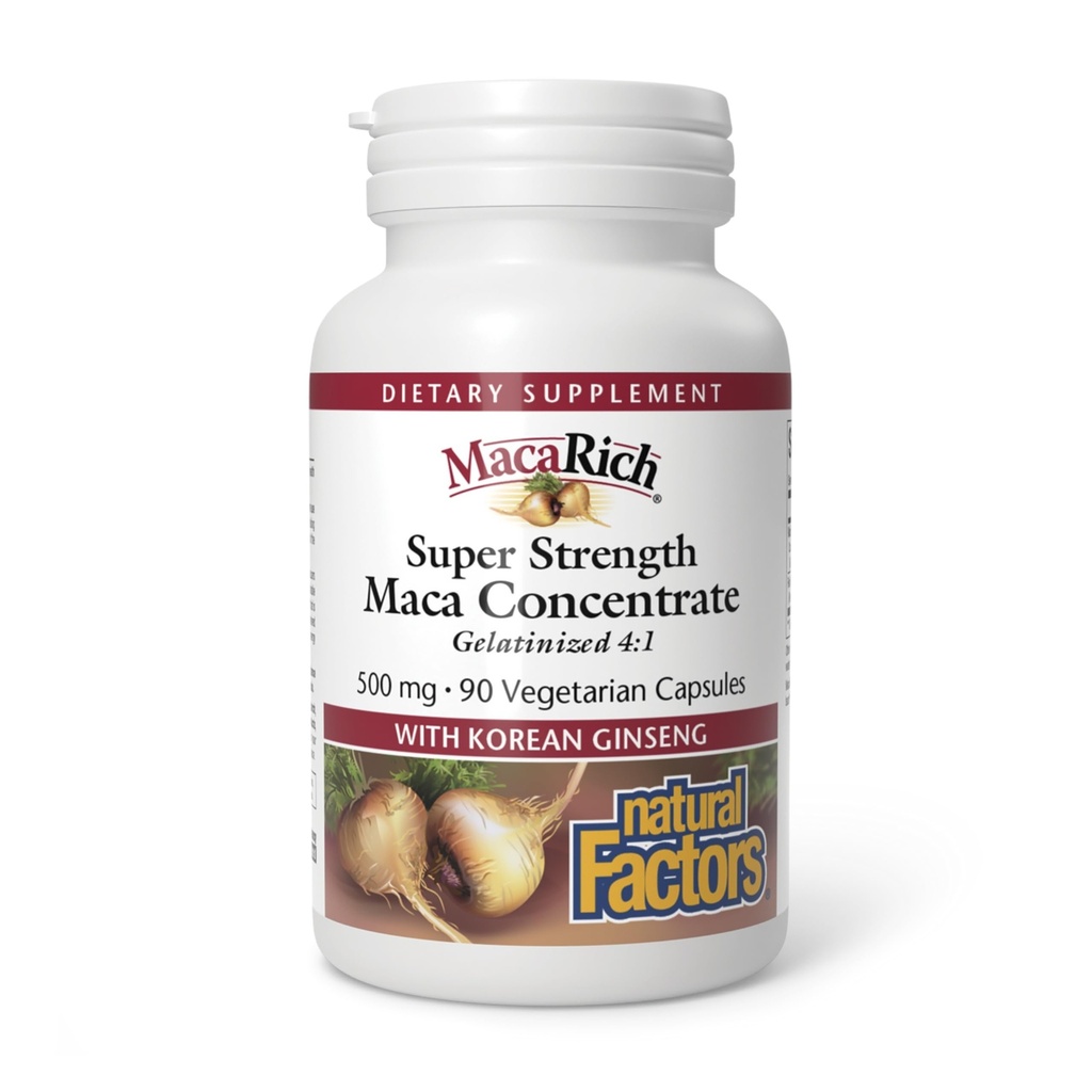 MacaRich ved naturlige faktorer, Super Styrke Maka, Superfrukt Antioksidant Supplement med Ginseng, 90 kapsler (90 porsjoner)