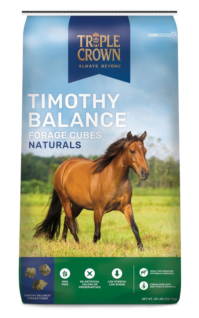 Triple Crown Timothy Cubes Balancing Horse Supplement, Timothy Hay Beet Pulp for hester, lav sukker hest mat, laminitt støtte, 50 lbs