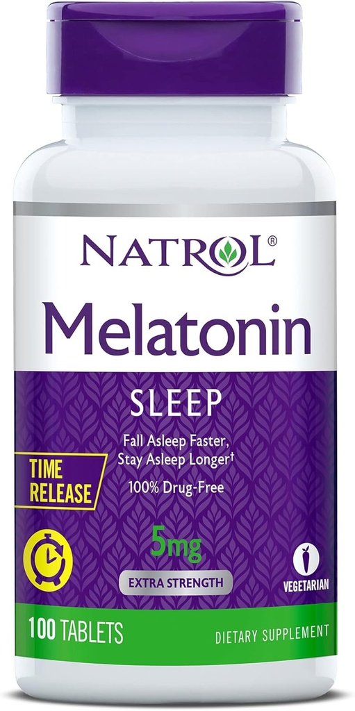 Natrol Time-Separin Melatonin 5 mg, Diett Supplement for hvilende søvn *, 100 tabletter (pakke med 2), 200 dagers forsyning