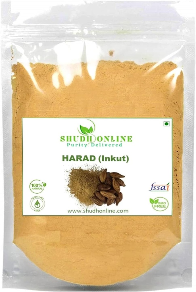 KRISTINA Harad pulver, Haritaki, Inknut pulver, Haralu (100 gram), Harar, Karakkaya, Kaudukai, Terminalia Chebula for vekttap, Digestion, Ansikt, Mørke sirkler