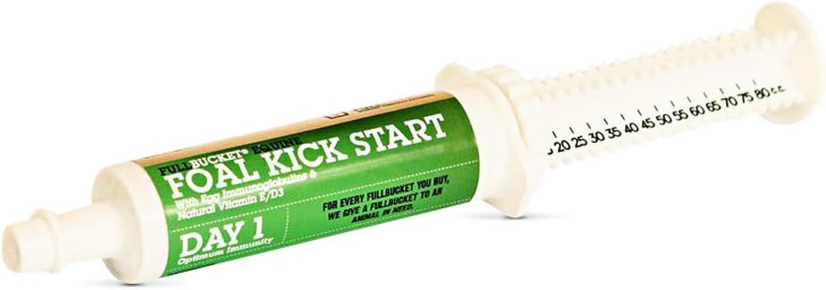 FullBucket Equine Foal Kickstart Paste – ideell for nyfødte Foals på dag 1 til å støtte sunn immun- og digestiv system helse, 1 Tube