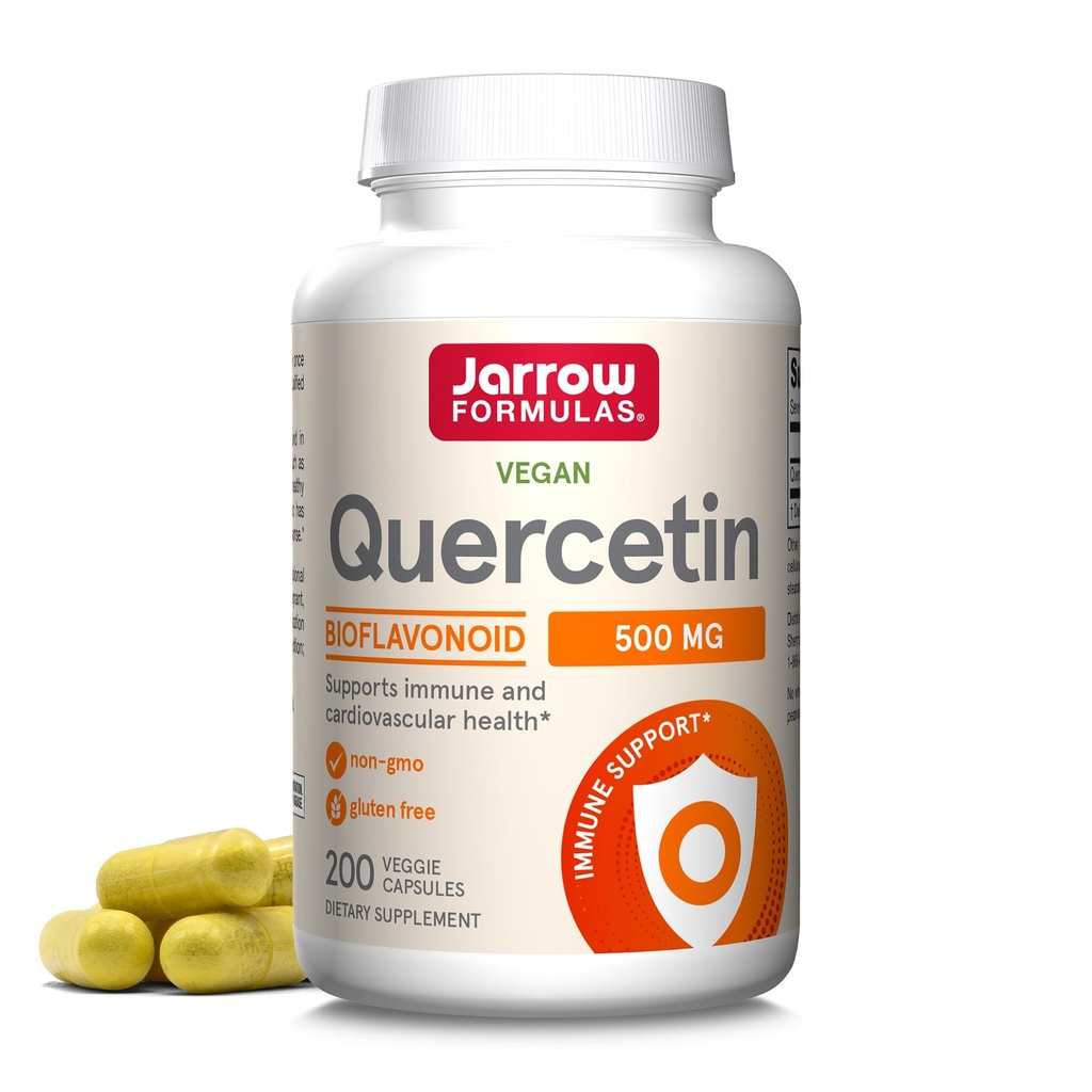 Jarrow Formulas Quercetin 500 mg - 200 Veggie Caps - Støtter Antioksidant Status, Cardiovaskulær helse og immun helse - 200 Services