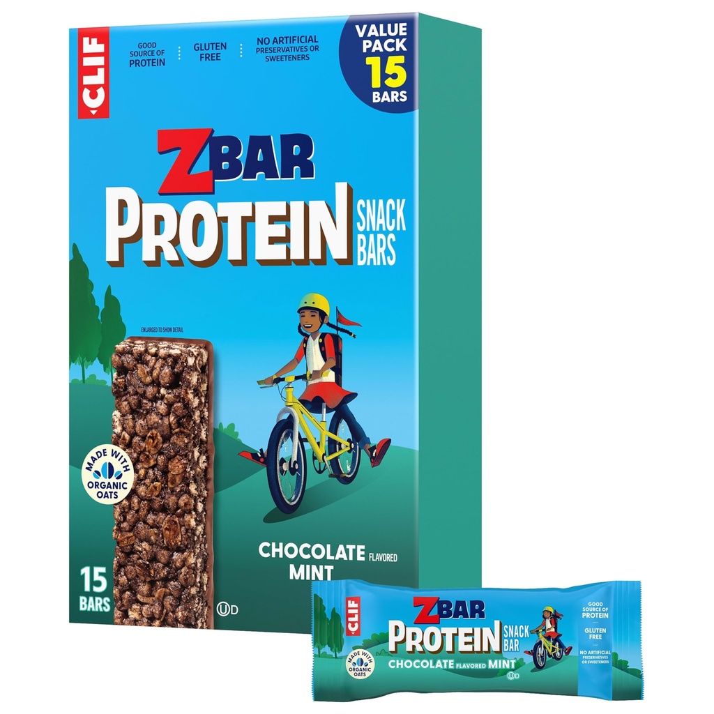 Zbar Protein - Sjokoladeflekket mynte - Crispy Snack Barer - laget med organisk havre - Ikke-GMO - 5g Protein - Glutenfri Protein Bars (15 Pack)