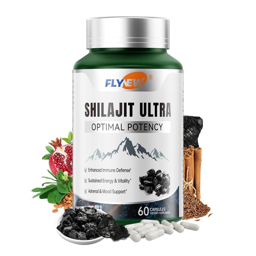 Shilajit for menn kvinner, Shilajit med naturlig fulvsyre og L-Arginin, Himalayan Shilajits for ekstra makt, Stamina og immun støtte, ikke-GMO, laget i USA, 60 kapsler, 1.300mg Perving