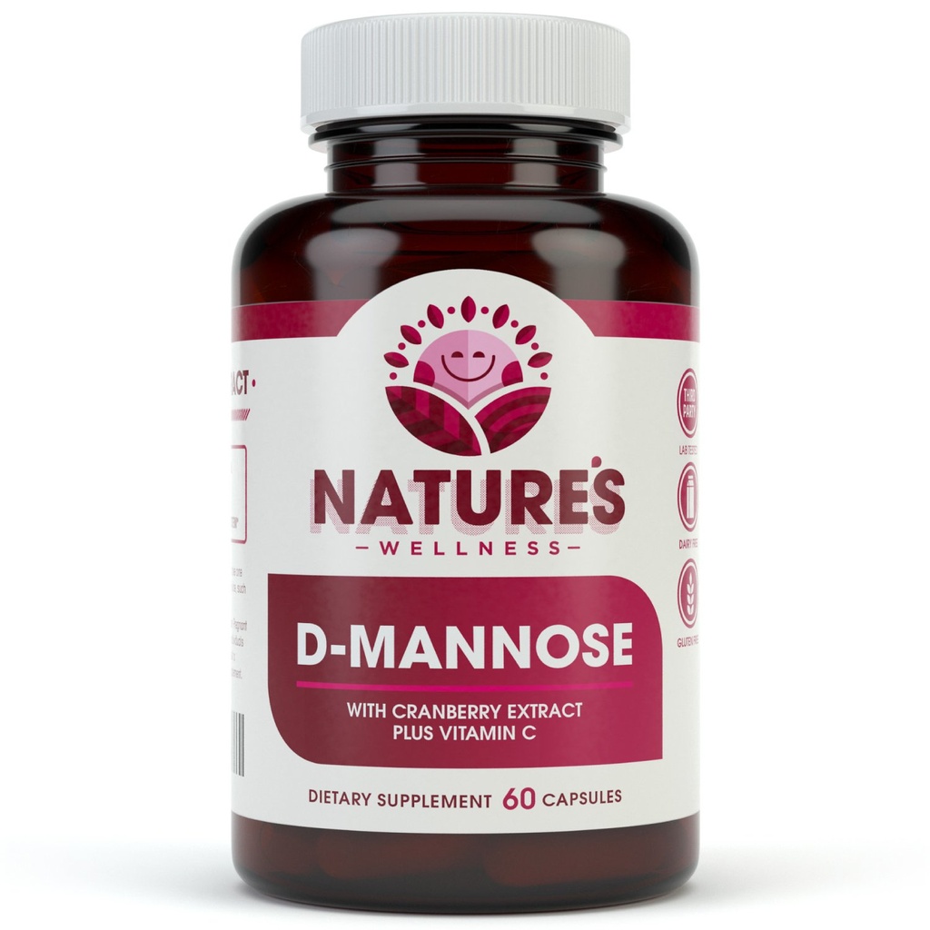 D MANNOSE med Cranberry Extract & Vitamin C - Urin Tract UT Cleanse & Blader Helse - Beskytter mot urinveistrakt infeksjoner UTI - Naturlig sunn flush & detox urenhet ® 60 Veg Capsule