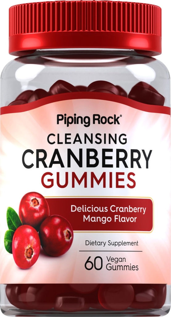Piping Rock Cranberry Gummies | 60 greve | Rengjøring Supplement for kvinner og menn | Cranberry Mango Flavor | Vegan, Ikke-GMO, Glutenfri