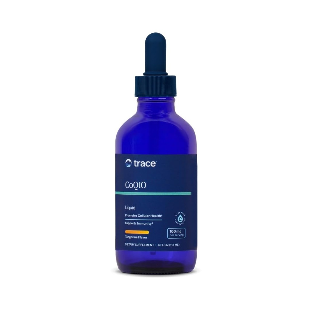 Trace Minerals Liquid CoQ10 100 mg - Flytende tillegg til støtte Cellular Helse & Immune System funksjon - Cell Energy Supplement med Coenzym Q10 & Ionic Trace Minerals - 4 fl oz (24 Serveringer)