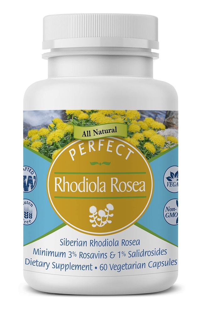 Perfekte kosttilskudd Rhodiola Rosea, for bedre fokus, energi og stress relief, Optimal 3% Rosavins til 1% Salidroside forhold, en naturlig adapter ~ 60 Grønnsaker kapsler