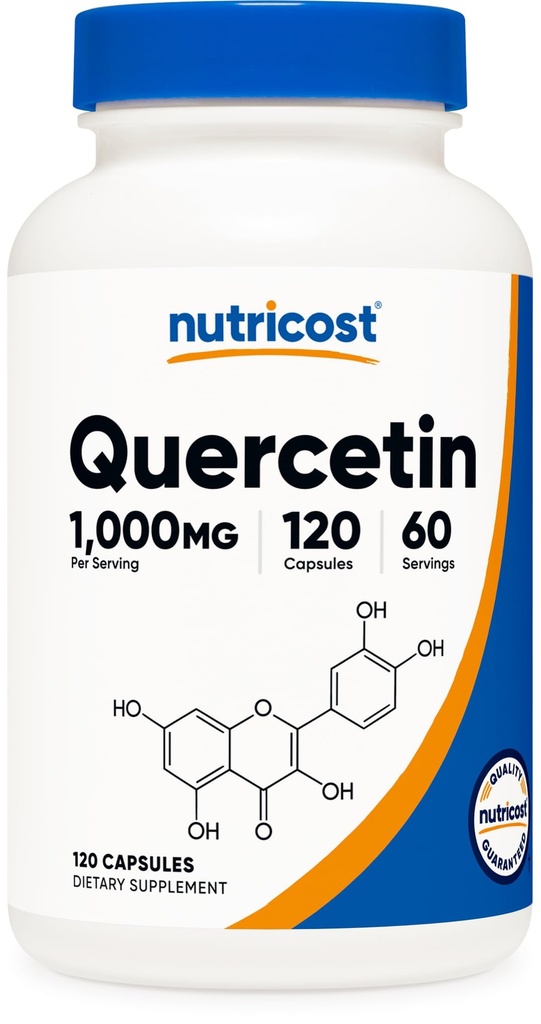 Nutricost Quercetin 1000 mg, 120 kapsler - Vegetariske kapsler, 60 serveringer, 500 mg per kapsel, ikke-GMO, Glutenfri