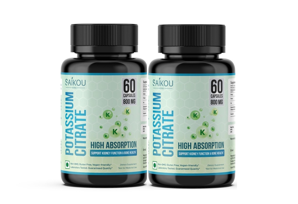 Kalium Citrat 800 mg høy absorpsjon Kalium Supplement - 120 Serveringer støtter elektrolytbalanse, nyre og bein helse (2)