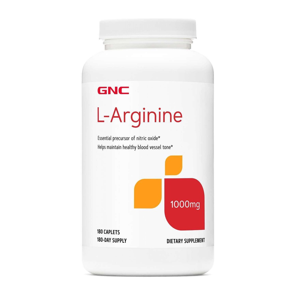 GNC L Arginine 1000mg Supplement, støtter sunn blod fartøy tone, 180 serveringer