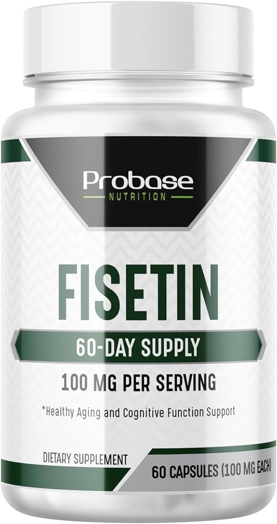 Probase Nutrition Fisetin Senolytic Supplement 100 mg høy potens 60-dagers forsyning for cellular helse