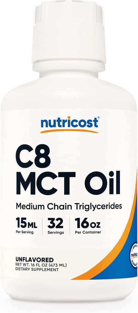 Nutricost C8 MCT Oil 16oz - Keto, Paleo, Ikke-GMO