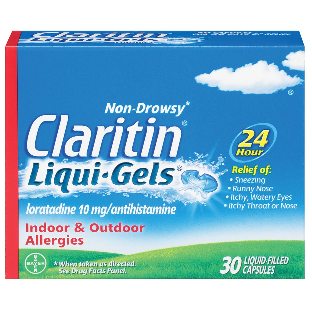 Claritin Liqui-Gels 24 timers allergi relief, ikke-Drowsy Allergy Medisin, Loratadin Antihistamin Capsules, 30 greve