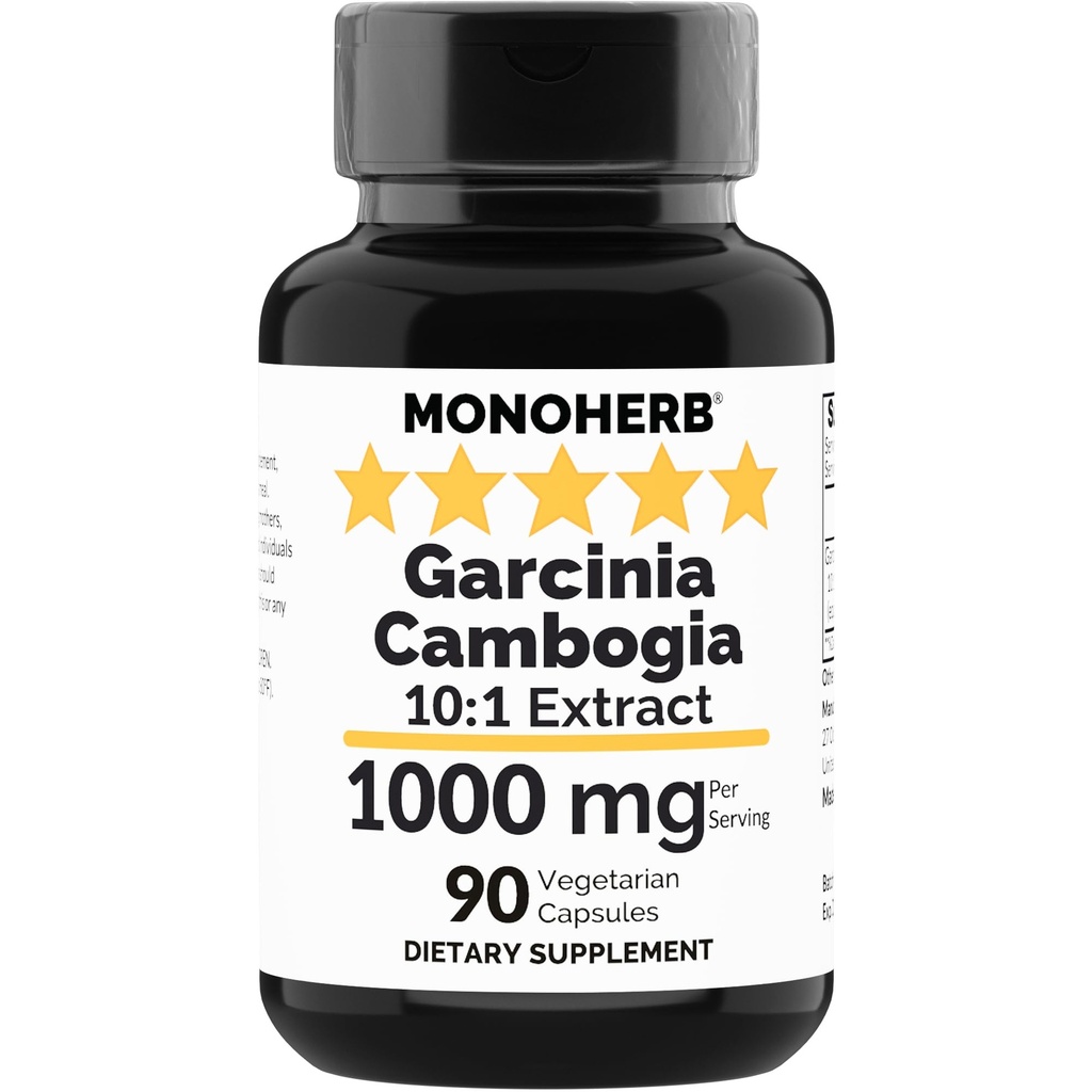MONOHERB Garcinia Cambogia 1000 mg - 90 Veg Kapsler - høy styrke 10:1 Ekstrakt