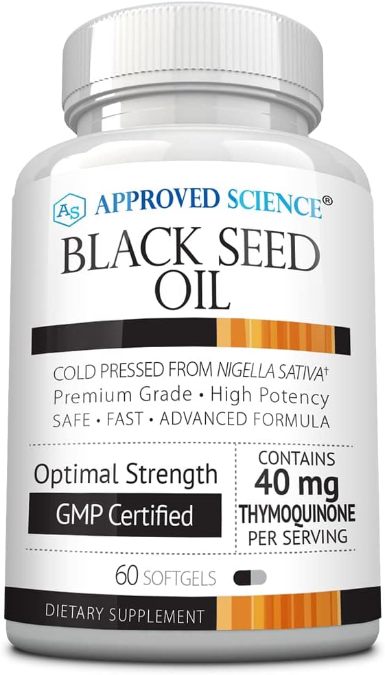 Godkjent vitenskap Svart Seed Oil - Cold Pressed Nigela Sativa - Boost Immunity, Respiratorisk, Kognitiv og Digestiv Helse - 2% Thymoquinon - 1 flaske - 60 Softgels - laget i USA