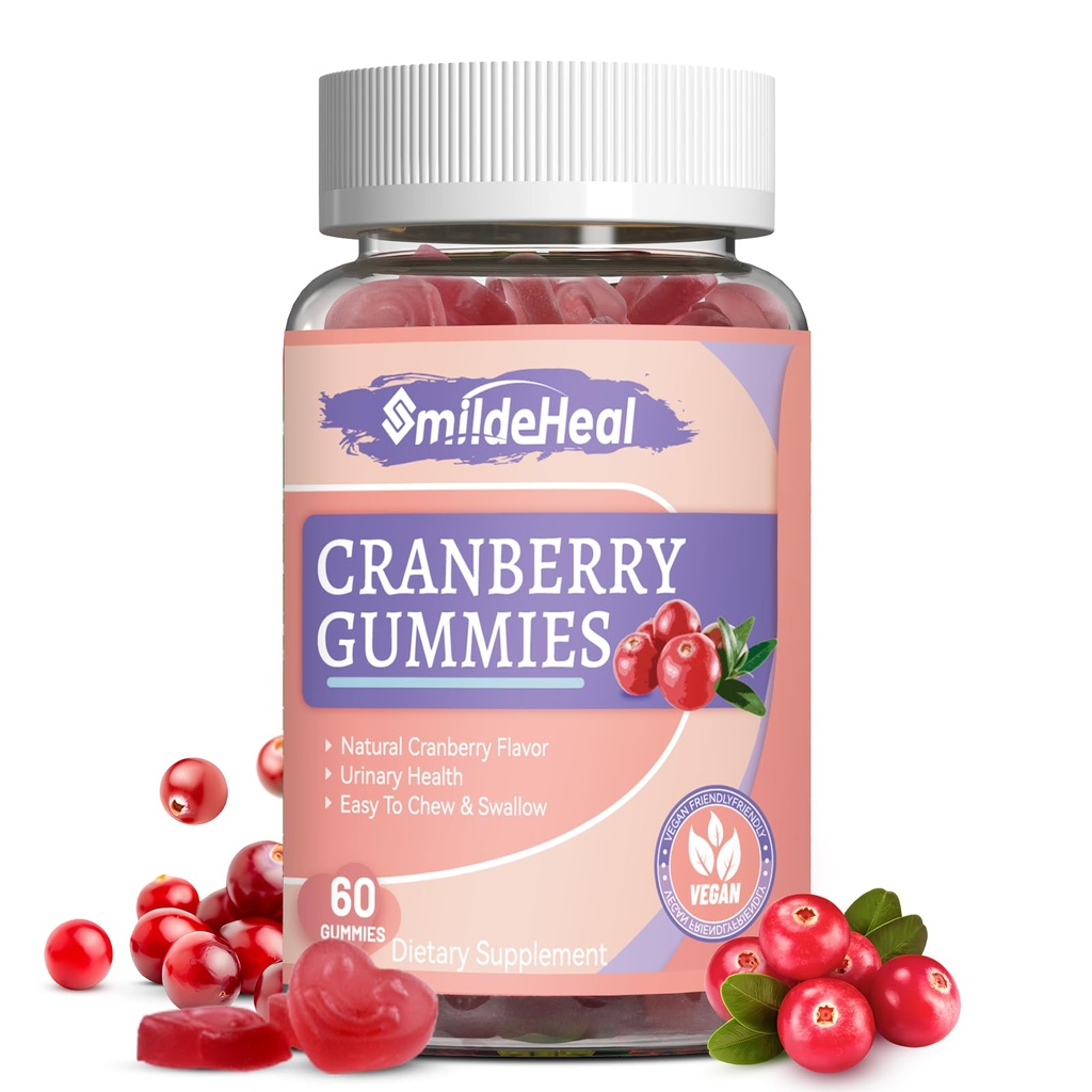 Cranberry Gummies 1000mg, Cranberry Kosttilskudd for kvinner, med D-Mannose 250mg, Kvinner Probiotiske Gummies, Urinal Tract Helse, Cranberry Flavor, Ingen GMOs, 60 greve