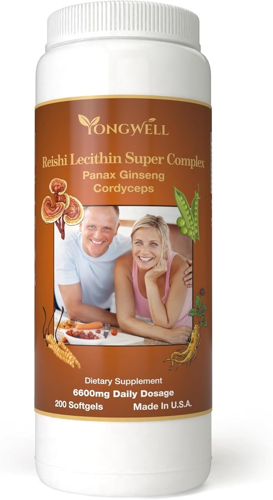 Reishi Lecithin Super Complex med Panax Ginseng & Cordyceps (200 Softgels)